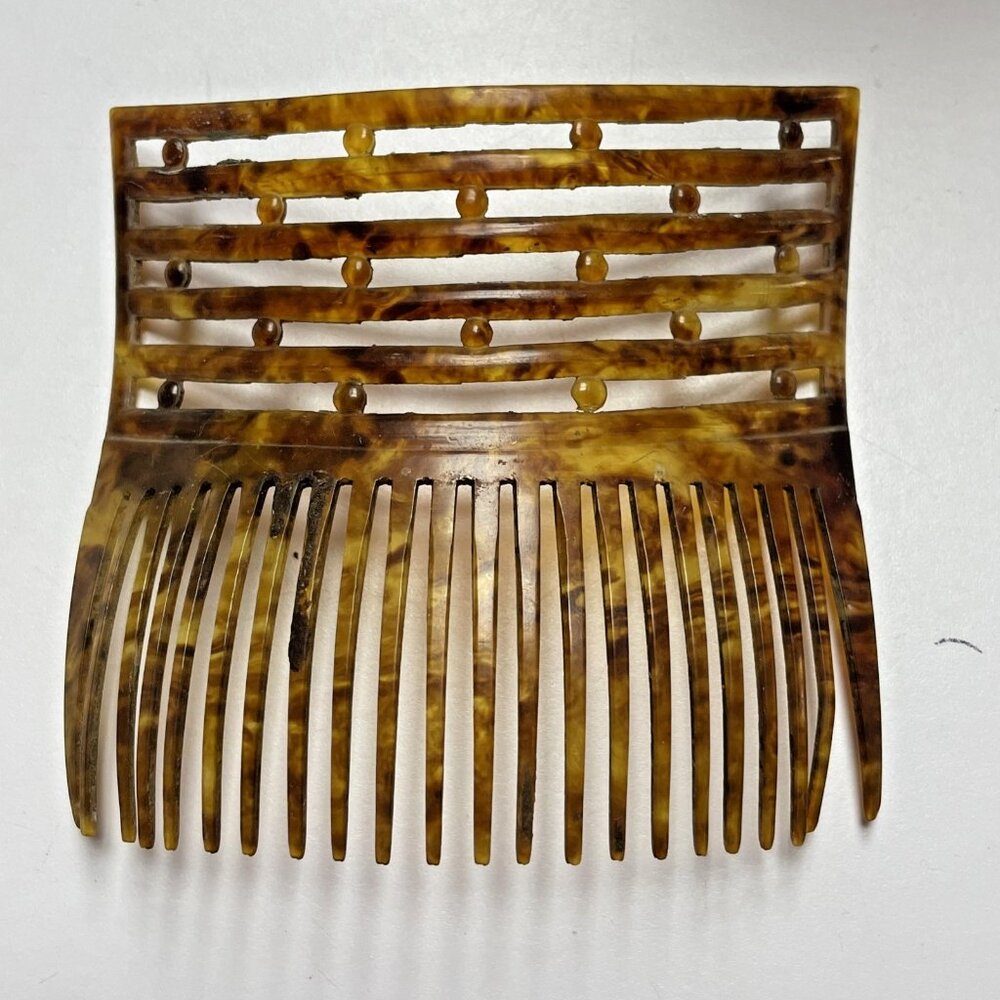 Vintage Art Deco Faux Tortoise Hair Comb Large Geometric